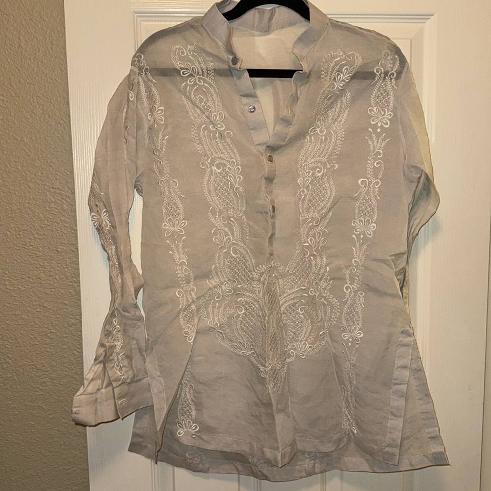Embroidered long sleeve shirt